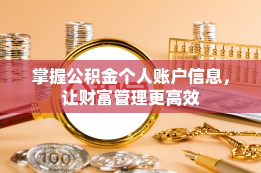 大冶掌握公积金个人账户信息，让财富管理更高效